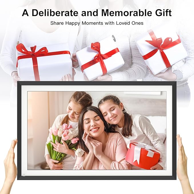 Large Digital Picture Frame 15.6-Inch-WiFi-Photo-Frame - 1920*1080 FHD Touch Screen Digital Frame, 32GB, Tabletop&Wall Mounted, Auto Rotate, Sharing Photos and Videos via App Email, Gifts for Mom Dad