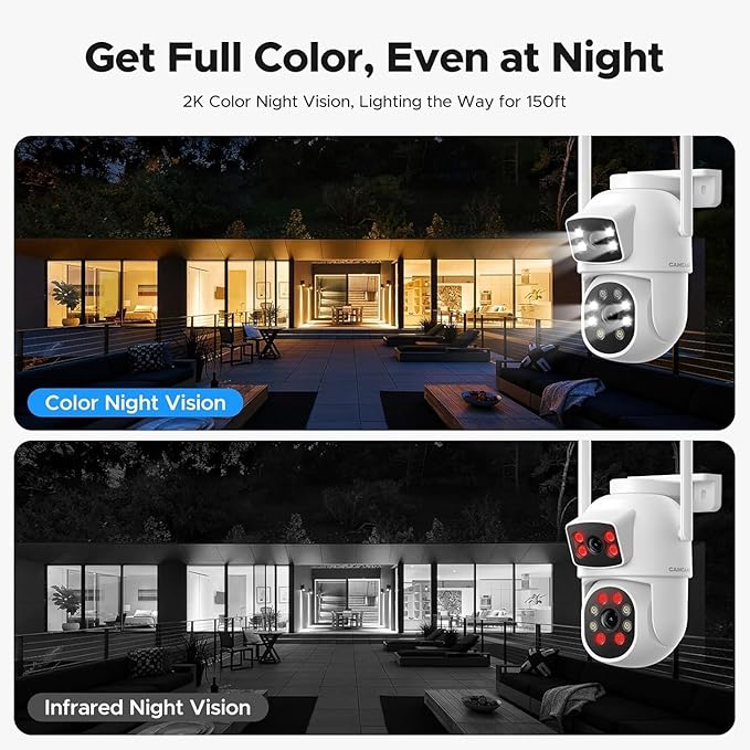 2K Dual Lens Security Cameras Wireless Outdoor, 5G & 2.4G WiFi Pro Home Security Camera System with Color Night Vision, Auto Tracking, 2-Way Audio, 360° Pan & Tilt, 500GB HDD 10CH NVR No Subscription