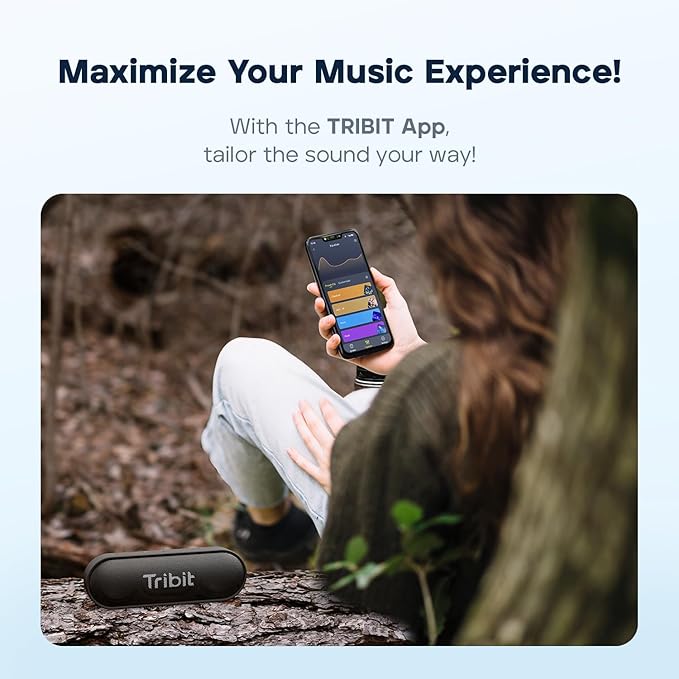 Tribit XSound Go Bluetooth Speaker with 16W Loud Sound & Rich Bass, 24H Playtime, IPX7 Waterproof, Wireless Stereo Pairing, USB-C, Portable Wireless Speaker for Home, Outdoors, Travel (Blue)