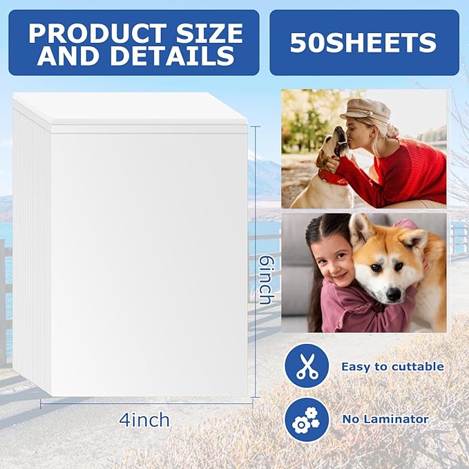 50 Sheets Self Seal Laminating Pouches 4x6 Self Adhesive Laminating Sheet No Heat No Laminating Machine Needed for Photos Index Cards