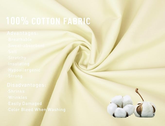 Sunflower Body Pillowcase 100% Cotton Long Pillow Cover/Case Envelope Closure 1 Pack, 21×54 inches Cream, Soft and Breathable