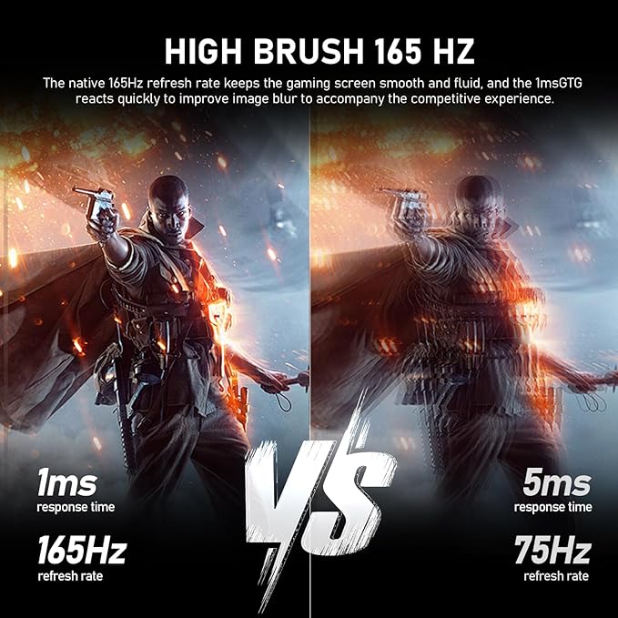 32 inch 2K QHD(2560×1440P) 165Hz Curved Gaming Monitor,PC Screen, 1ms，FreeSync, 98% sRGB，178° Wide Viewing Angle，DisplayPort、HDMI, Wall Mount Compatible 100 * 100MM Wall - Black