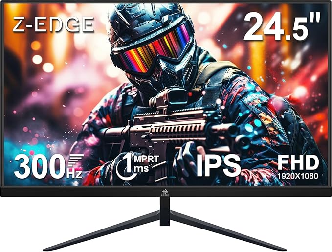Z-Edge 24.5 inch 300Hz 280Hz 240Hz Gaming Monitor, UG25S FHD 1080p, Ultra Fast MPRT 1ms, IPS Monitor Gaming, PC Computer Monitor, 16.7M Colors, DP x2, HDMI x2