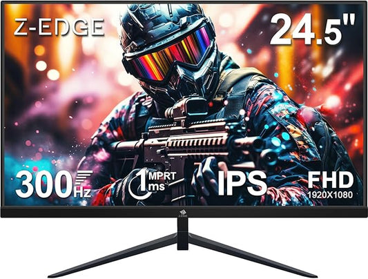 Z-Edge 24.5 inch 300Hz 280Hz 240Hz Gaming Monitor, UG25S FHD 1080p, Ultra Fast MPRT 1ms, IPS Monitor Gaming, PC Computer Monitor, 16.7M Colors, DP x2, HDMI x2