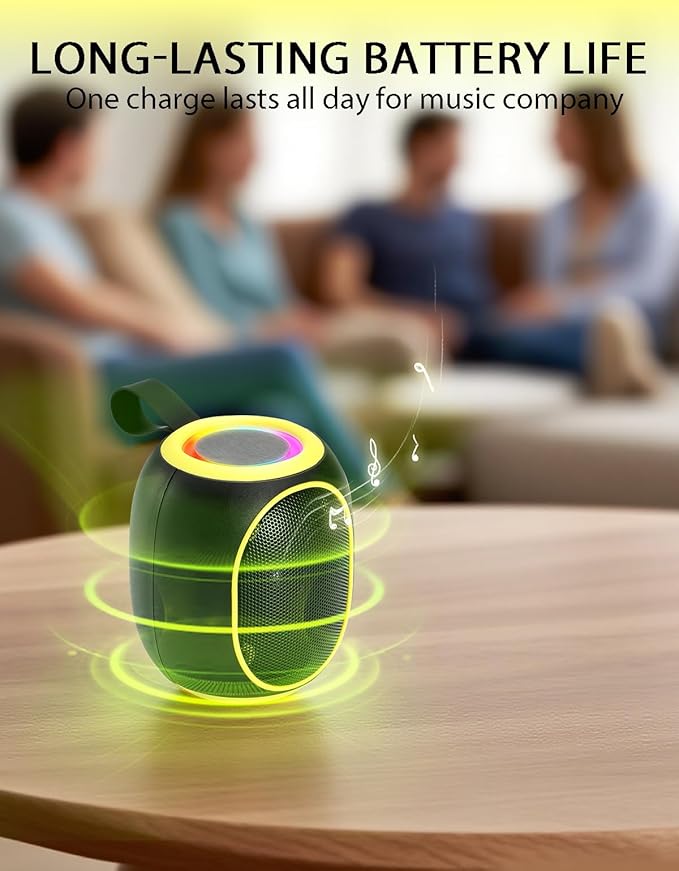 WS-338 Mini Bluetooth Replica Speaker – Portable HD Sound with LED Ring Light, Built-in Microphone, USB/TF Support, Surprise Gift for Music Lovers(Black Yellow)