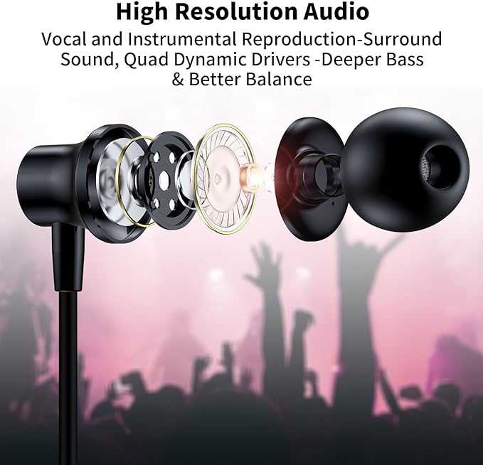 USB C Wired Headphones for iPhone 17 16e 15 Plus Oneplus 13, USB C Earbuds Magnetic Noise Canceling in-Ear Type C Earphones with Mic for iPad Air Pro M4 Samsung Z Flip Fold 6 Galaxy S23 S22 Pixel 8 7