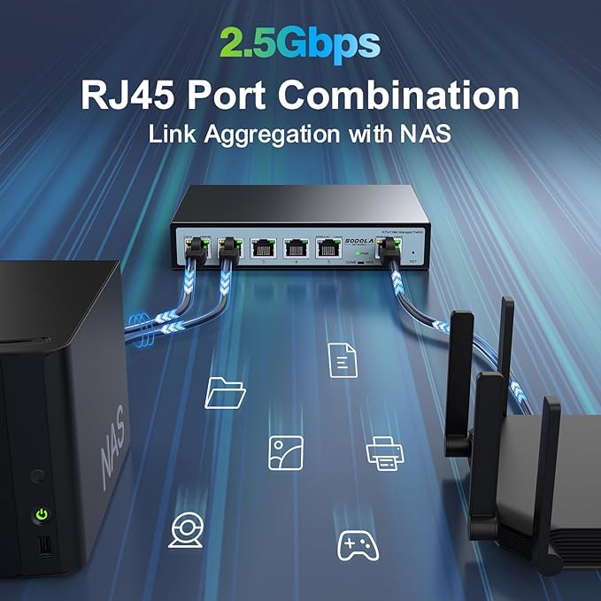 2.5Gb Easy Web Managed Switch, 2x10GBase-T Ports and 4x2.5GBase-T Ports, Full RJ45 Managed Ethernet Switch with Link Aggregation,VLAN,IGMP, 2.5G 10G Network Home-lab Switch