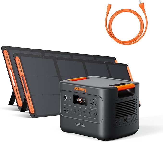 Jackery HomePower 3000 Portable Power Station with 2x 200W Solar Panels, 3600W (Surge 7200W) Output, 3072Wh LFP Battery Solar Generator, Essential Backup for Home Use, Power Outage, RV, Emergencies