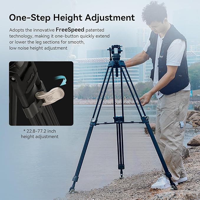 SmallRig AD-100 FreeBlazer Heavy-Duty Carbon Fiber Tripod System, 77" Video Tripod with One-Step Locking System, 360° Fluid Head and Dual-Mode Quick-Release Plate, Max Load 22 lbs for Camera -4953