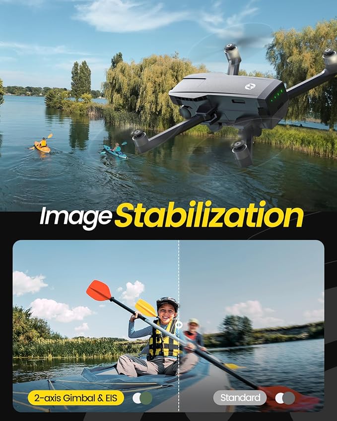 Holy Stone HS720G 2-Axis Gimbal Drones with 4K EIS Camera, 2 Batteries 52-Min Flight Time, Brushless Motors, GPS Auto Return, Video Transmission, Mini Foldable Drone for Beginners Adults