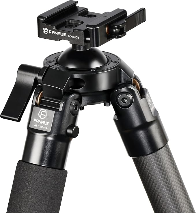 FANAUE Carbon Fiber Tripod for Hunting with Arca-Swiss Quick Release，Lightweight, Stable Design, Shooting Rest, and Hands-Free Operation for Hunting, Shooting, and Outdoors-HT-3230-45