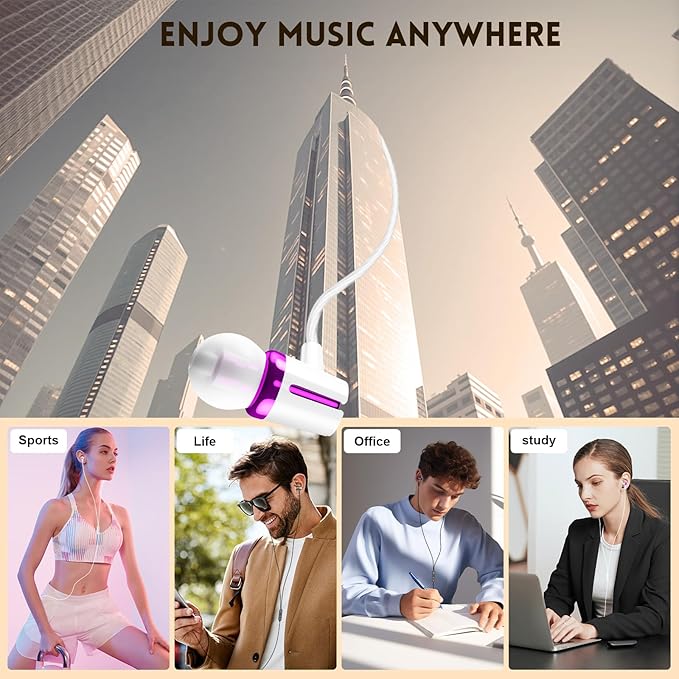 Earbuds Wired with Microphone, 5 Pack Wired Headphones with Powerful Heavy Bass, High Definition, Earphones 3.5mm Jack