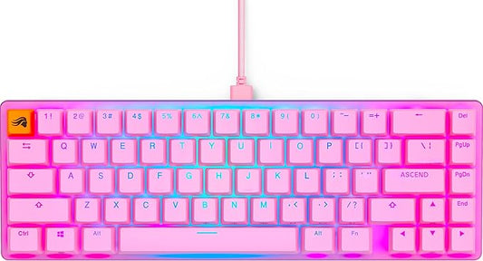 Glorious Gaming GMMK 2- Pink Gaming Keyboard - TKL Mechanical - Custom 65% - Compact Low-Profile - Hotswap w/Cherry Mx Style - Double Shot Keycaps & Linear Switches - PC Gaming Setup Accessories