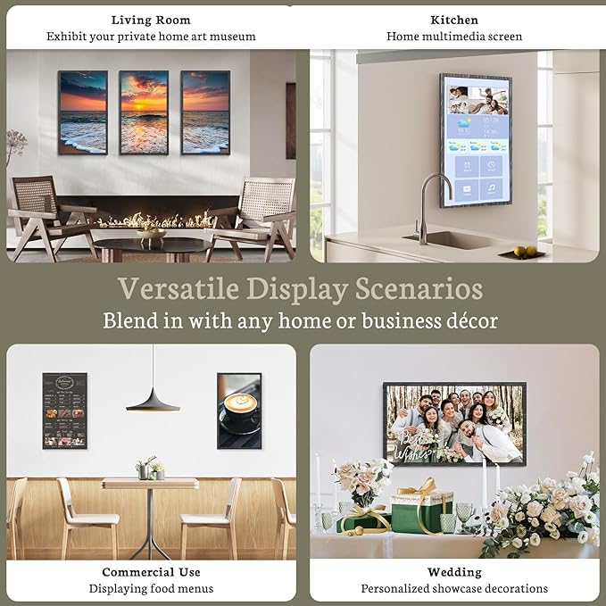 BSIMB Large Digital Picture Frame 21.5 Inch, 1920x1080 FHD WiFi Digital Photo Frame Electronic 32GB Remote Control, Share Pictures/Videos via App/USB/SD Easy Setup Gifts for Mom(Non-Touch), Black Wood