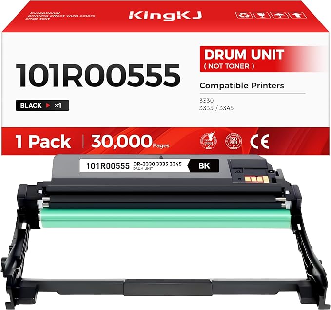 101R00555 Drum Unit (Not Toner) WorkCentre 3335 3345 Phaser 3330 Image-Drum High Capacity Black 1-Pack Replacement Compatible for Xerox WorkCentre 3335 3345 Phaser 3330 Laser Printer All-in-One Copier