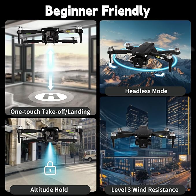 Brushless Motor Drone with LCD Screen Remote Control Drone for Beginners Drones with Camera Foldable RC Quadcopter for Adults TD12LCD
