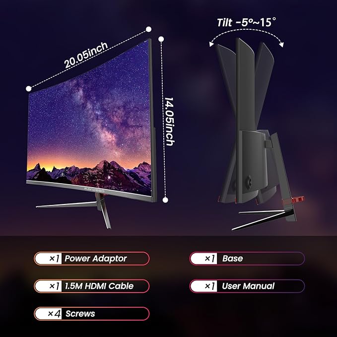 1800R 27 inch Curved Monitor 1080p,Borderless Display,4000:1 Contrast Ratio,75Hz Computer Monitor with FreeSync & Eye-Care,Tilt Adjustable for Home Office,Eye Comfort(HDMI Cable Included)