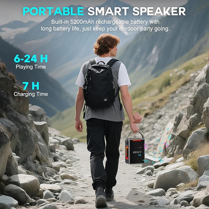 Portable Bluetooth Speaker 60W IPX6 Waterproof Wireless Speakers with Deep Bass, TWS Pairing, DSP Stereo Sound, Led Light, Big Powerful Loud Outdoor Boombox for Home Party Camping Beach