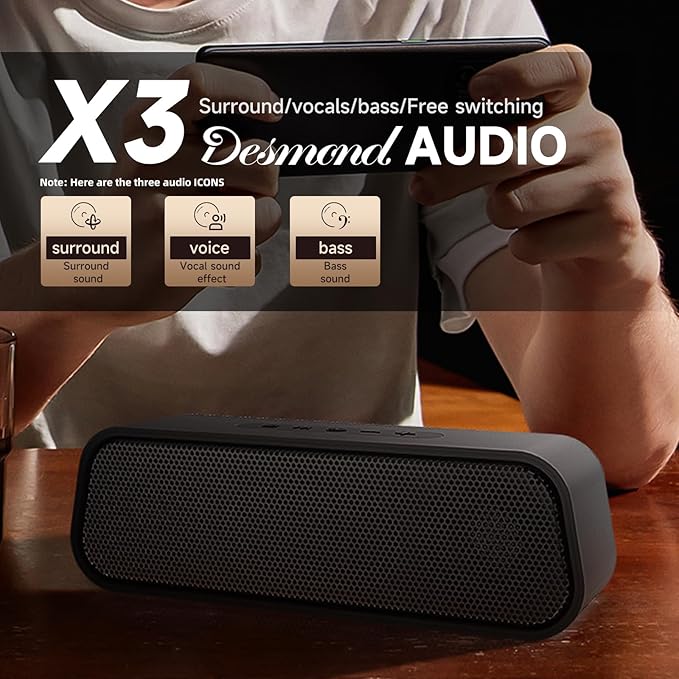 Portable 5.4 Bluetooth Speaker, 9D Surround Sound,Hi Fi Sound Effect, IPX5 Hard core Waterproof,Multi-Mode Switching,high-Definition Hands-Free Calling