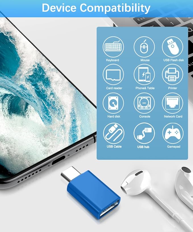 Basesailor USB to USB C Adapter with C Male to 3.0 Female Charger 4Pack,Thunderbolt 4 OTG Converter for Mac,iPhone 17 16 15 14 13 Plus Max Mini,Samsung Galaxy AI S25 S24 S23 Ultra,iPad,AirPods Pro 3