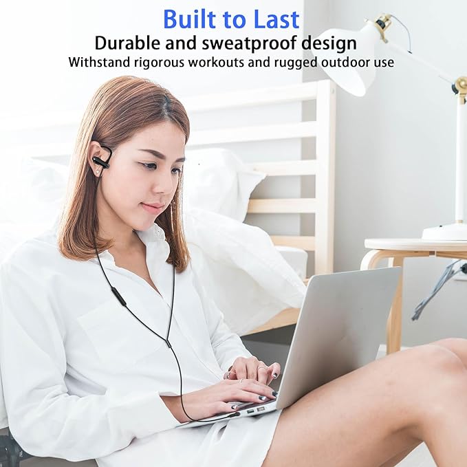 Wired Over Ear Earbuds with Microphone Ear Hook,3.5mm Sport Headphones 1.8M Long Wrap Around Ear Buds Wired for Chromebook Laptop iPad Plug in Headset for Kindle Fire Samsung A15 A14 Mp3 Player School