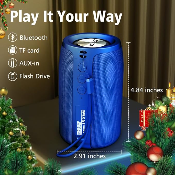 ZEALOT Bluetooth Speaker, Portable Speaker S32,Wireless for Outdoor,IPX5 Waterproof, Bluetooth 5.0, Dual Pairing, USB, TF Card, AUX for Home & Outdoor Travel Hiking Camping Beach (Blue)