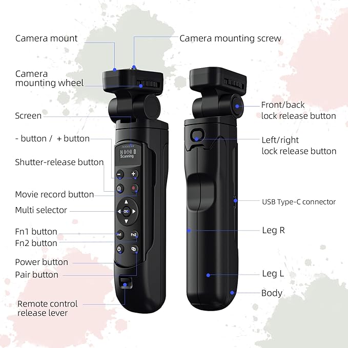 for Nikon Camera Tripod with Rechargeable Shutter Release,AODELAN Shooting Grip Wireless Remote Control Handle for COOLPIX P1000, P1100, P950, B600, A1000, Z50, Z30, Z fc, Z6 II, Z7 II,Z5,Z50 II