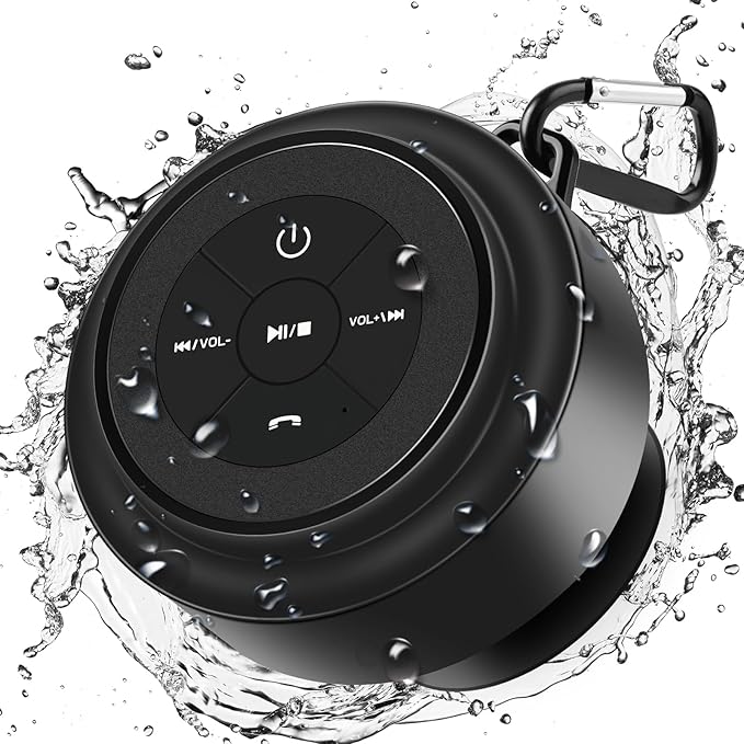 Bluetooth Shower Speaker, Portable Waterproof Speakers with Suction Cup, Wireless Outdoor Speaker for Pool, Camping, Beach, Hiking, Kayaking, Great Gift for Men, Women