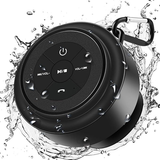 Bluetooth Shower Speaker, Portable Waterproof Speakers with Suction Cup, Wireless Outdoor Speaker for Pool, Camping, Beach, Hiking, Kayaking, Great Gift for Men, Women