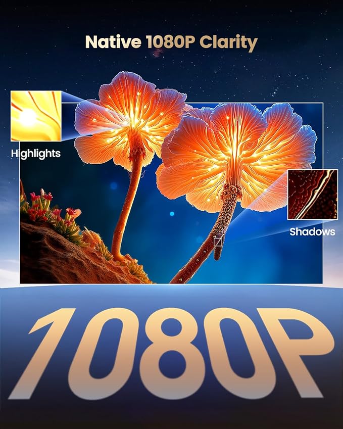 [Netflix-Licensed & Portable]Smart Mini Projector with WiFi and Bluetooth, 4K Supported,Dolby Audio,Auto Keystone & Electric Focus Outdoor Movie Projectors,WiMiUS Native 1080P HD Proyector