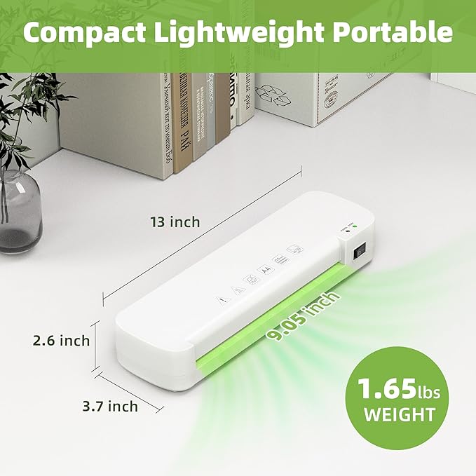 Laminator Machine with 40 Laminating Sheets, Thermal Laminator with Paper Trimmer & Corner Rounder, Laminating Kit for Home Office School and Class, White