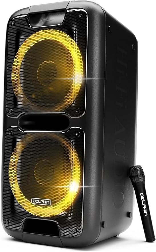 Party Speaker Dolphin Portable Bluetooth Speaker with Sound-Activated, TWS, Powerful X-Bass, Dual 10" Woofers, Long-Lasting Battery