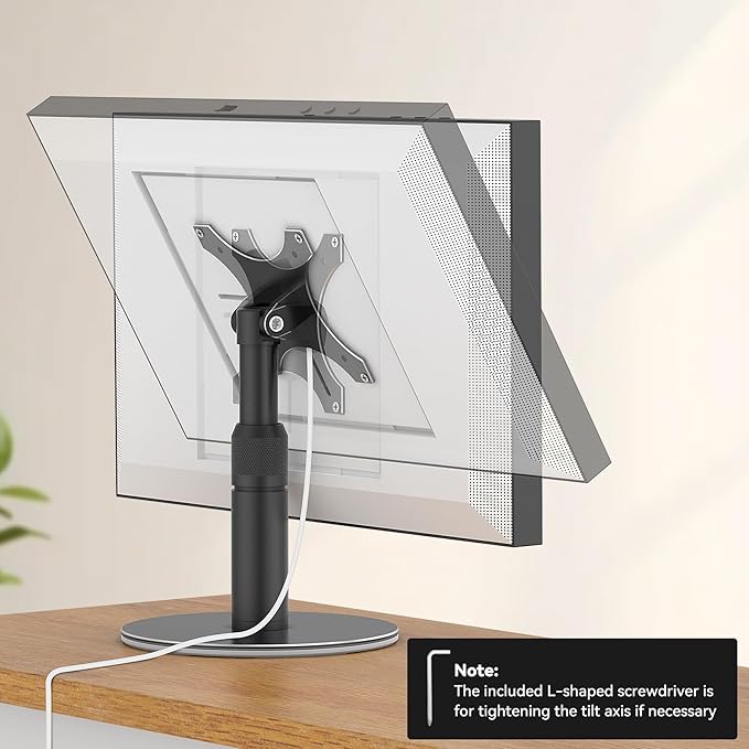 Almoz Desk Stand for Echo Show 21, Echo Show 15 (All Generations), Raises Up to 9.5" from Desk, Tilt and Swivel Mount for Alexa Echo Show 21, No Tools Required, Stable Centered Rod Design (UP-Blcak)
