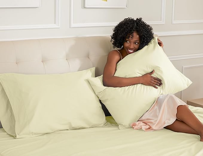 Sunflower King Pillowcases Set of 2, 100% Cotton King Pillow Cases 2, 20×40 inches Cream, Soft and Breathable