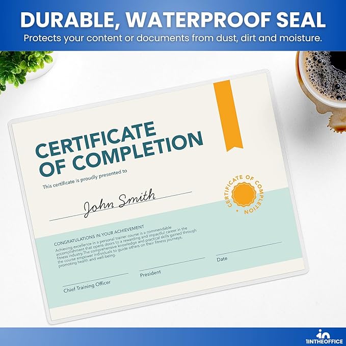 1InTheOffice Laminating Sheets 5 mil, Lamination Sheets 9 x 11.5, Thermal Pouch, Letter Size Clear, 100 Pack