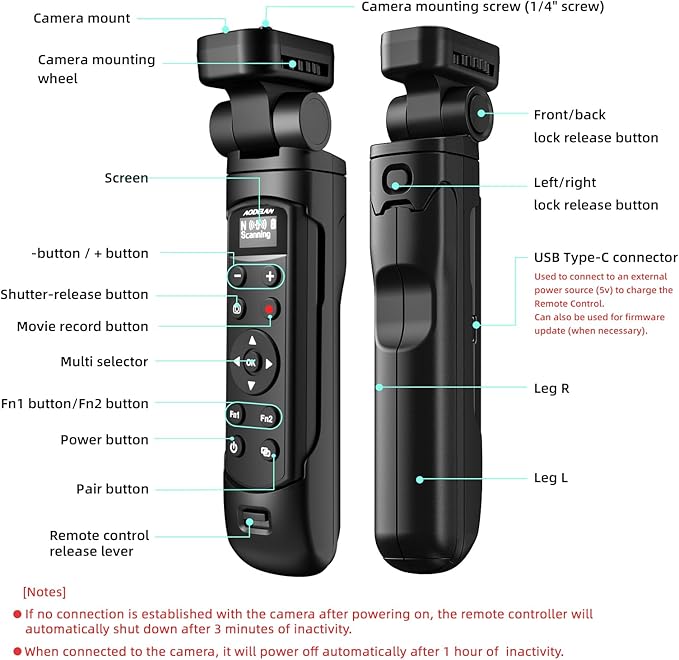 for Nikon Wireless Shooting Grip and Tripod,Rechargeable Wireless Shutter Release with OLED Screen – Video, Zoom & Focus Control for for Nikon A1000, B600, P1000, P950, Z6III, Z30, Z50II, Zfc, Z5