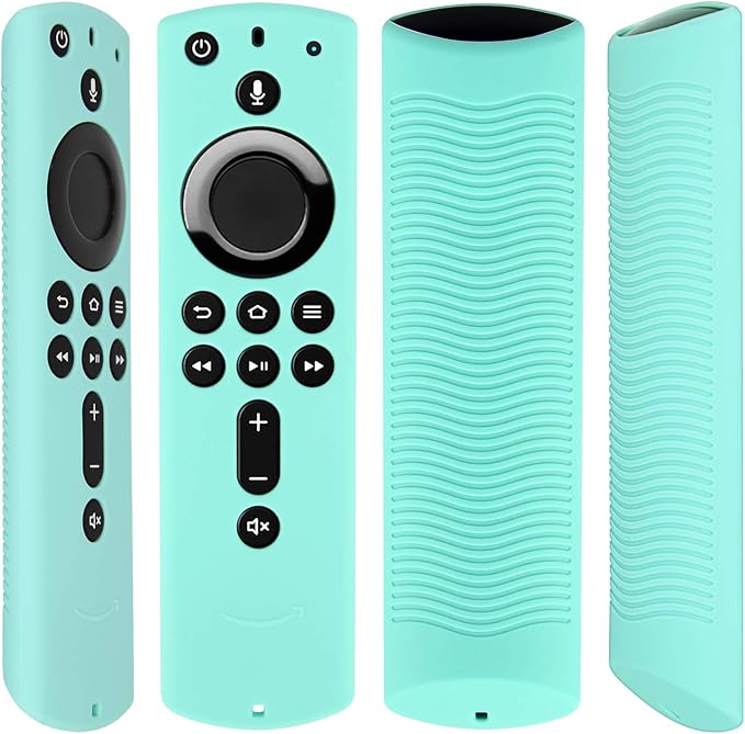 [2 Pack] Silicone Remote Cover Compatible with Fire TV Stick 4K Alexa Voice Remote Control, Lightweight Anti Slip Shockproof Protective Sleeve (Mint Green + Pink)