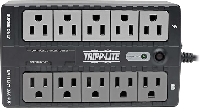 Tripp Lite 550VA UPS Battery Backup Surge Protector Efficient ENERGY-STAR Certified, AVR, 8-Outlet Uninterruptible Power Supply, Dataline Protection, 3-Year Warranty & $100,000 Insurance (ECO550UPS)