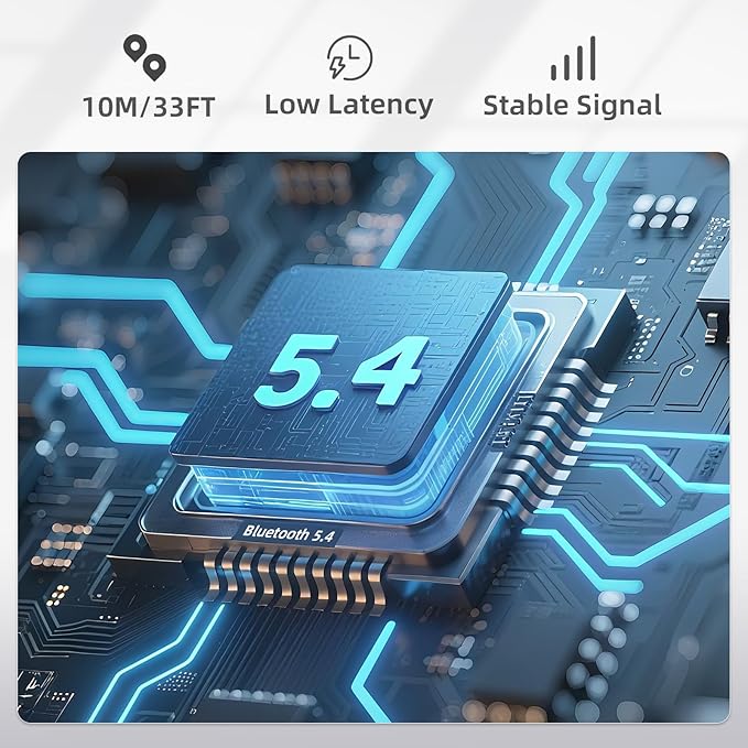 Open Ear Headphones, Bluetooth 5.4 Wireless Earbuds, 40H Playback, with LED Dgital Display, IP54 Waterproof Sports Headphones for Running, Cycling and Gym (Black)