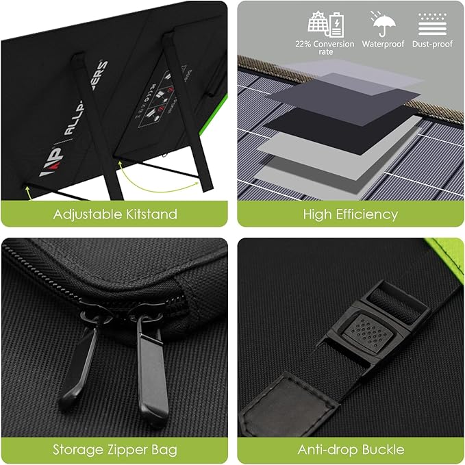 ALLPOWERS SP033 200W Portable Solar Panel Foldable, 23% High Efficiency Solar Charger with MC4 Connectors for Power Station, RV, Camping, Home Use, Compact Folding Solar Panel（SP033-200W
