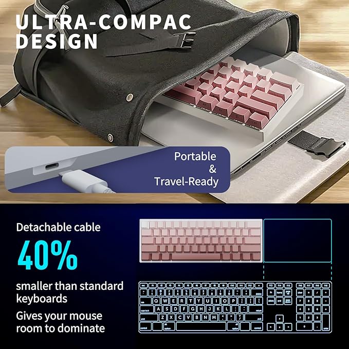 Mini 60% Mechanical Gaming Keyboard Wired, YK61 Hall Effect Magnetic Switch, Adjustable Actuation Rapid Trigger Mode, 8K Hz Polling Rate, Hot-Swap, 61 Keys RGB Backlit Side Printed PBT Keycaps
