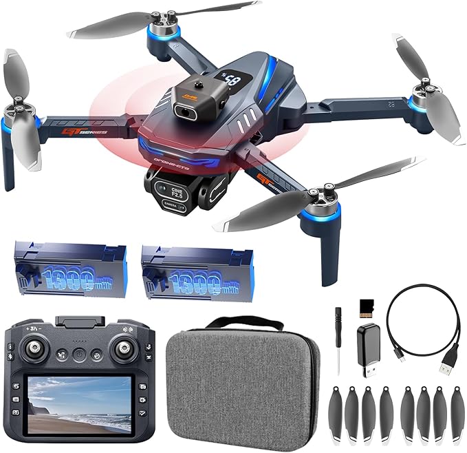 Mini Drone with HD Camera, Upgraded Tablet LCD Screen, Professional Dron with Brushless Motors, 2 Batteries, Carrying Case, Foldable Quadcopter for Auto Return, Follow Me, Waypoints, for Beginners, Teens and Adults