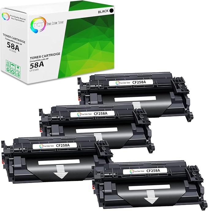 TCT 58A Toner Cartridge 4 Pack - Compatible Replacement for HP 58A CF258A Black Works with HP Laserjet Pro MFP M428fdw M428fdn, M404n M404dn Printers (3,000 Pages)