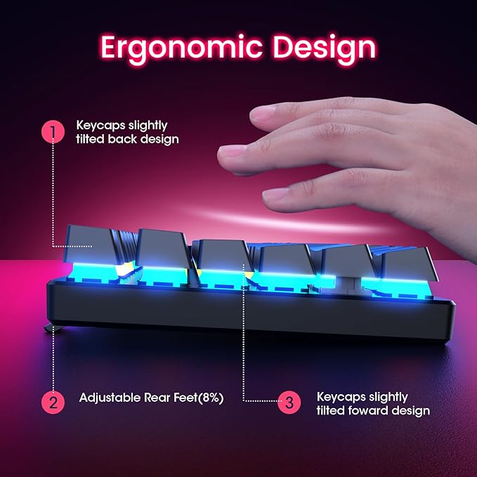 RisoPhy Mechanical Gaming Keyboard, RGB 104 Keys Ultra-Slim LED Backlit USB Wired Keyboard with Red Switch, Durable ABS Keycaps/Anti-Ghosting/Spill-Resistant for PC Mac Xbox Gamer