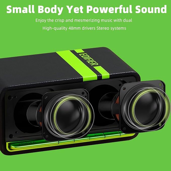 Edifier Retro Wood Bluetooth Speaker,Wireless Portable Speakers with 20W Stereo Sound,Vintage Decor Speaker with AUX,USB Soundcard,Micro SD Black