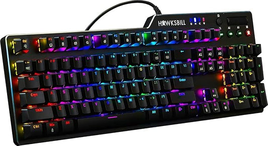 Scorpion V1 Wired Mechanical Gaming Keyboard - USB-A W/USB-C Connection Adaptor – Tactile & Clicky – Brilliant RGB Lighting Customizable Keys & Multimedia Function 104 Keys