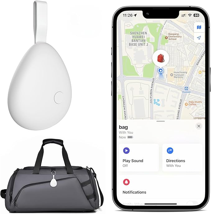 [Apple MFi Certified] Air Tracker Tag 1 Pack (iOS Only), Bluetooth Tracker for Apple Find My, Replaceable Battery, Key Finder and Item Locator Smart Tag for Keys, Bags, Luggage, Pets, Wallet (White)