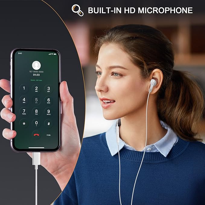 USB C Headphones Type C Earbuds for iPhone 17 Pro/ 17 Air 15/16 Pro/ 15 Pro Max/Samsung S25 Headphones with Microphone Noise Isolation Stereo Wired Earphones for Samsung Galaxy S24 S23 S22 Pixel 9 8a