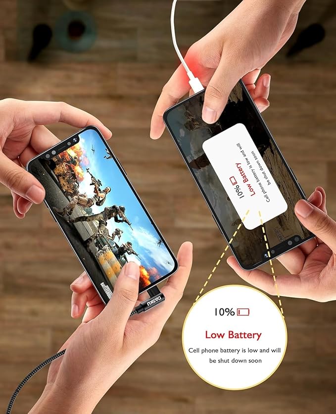 USB C to USB C Cable 2 Pack 90 Degree 60W, Right Angle Type C Fast Charging Cord, 10FT Braided Long Charger Cable for iPhone17/16/15, iPad, Samsung Galaxy, Google Pixel,