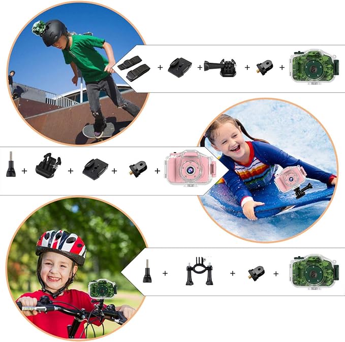 DEKER Waterproof Camera for Kids, Christmas Birthday Gifts for Boys Girls 3-12 Year Old, Mini HD Toddler Digital Video Children Travel Camcorder, 2 Inch IPS Screen with 32GB Card (Green)